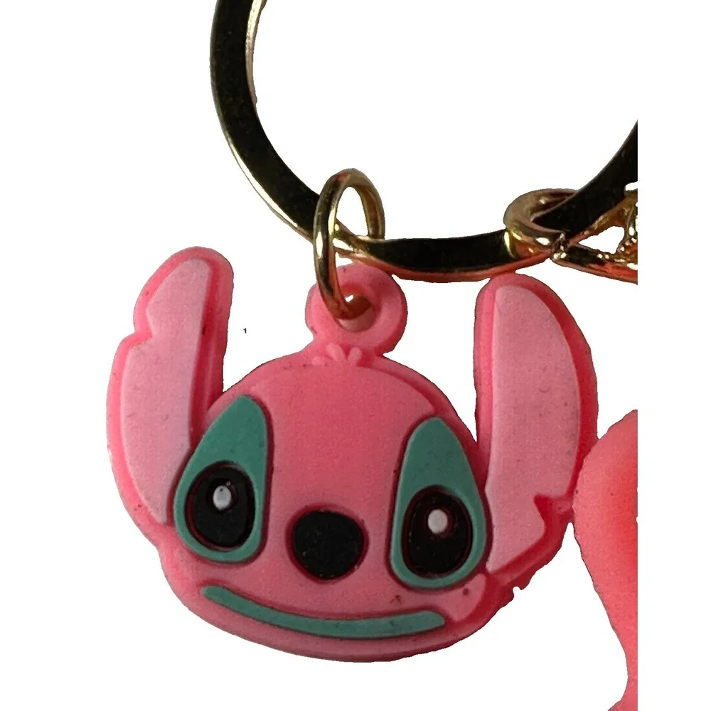 DIsney Lilo & Stitch 3D PVC cartoon keychain w/wrist strap tongue sticking out